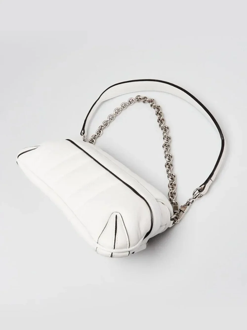Gucci White Quilted Lambskin Leather Small Horsebit Chain Shoulder Bag